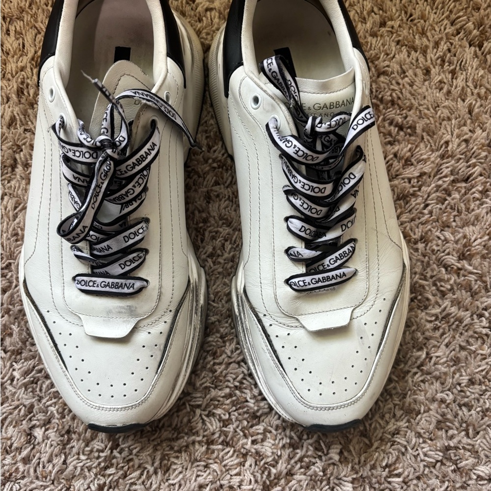 Dolce & Gabbana White and Black Sneakers with Chunky Sole